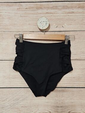 SoLuna Swim High-Waisted Black Ruffle Bikini Bottoms Small